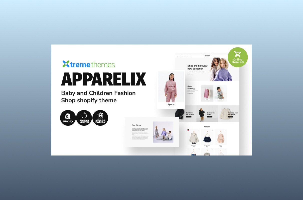 Apparelix children fashion shopify theme.