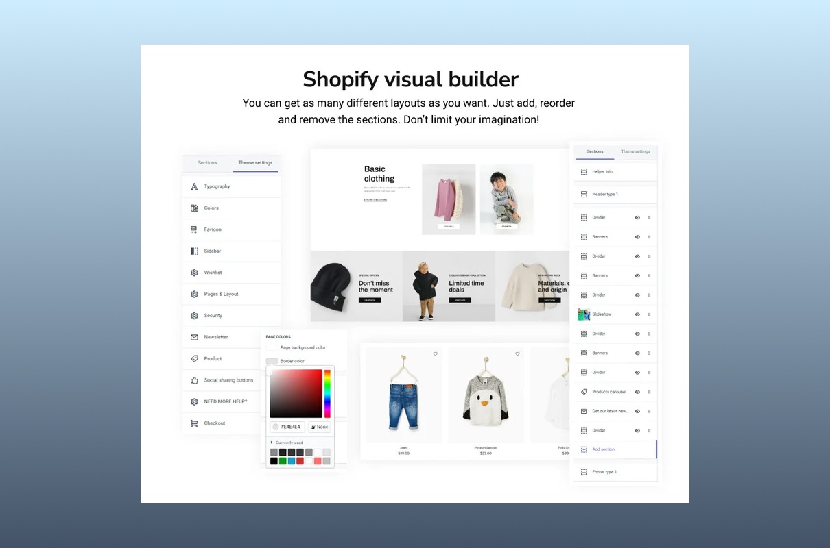 Fashion shopify theme visual builder.