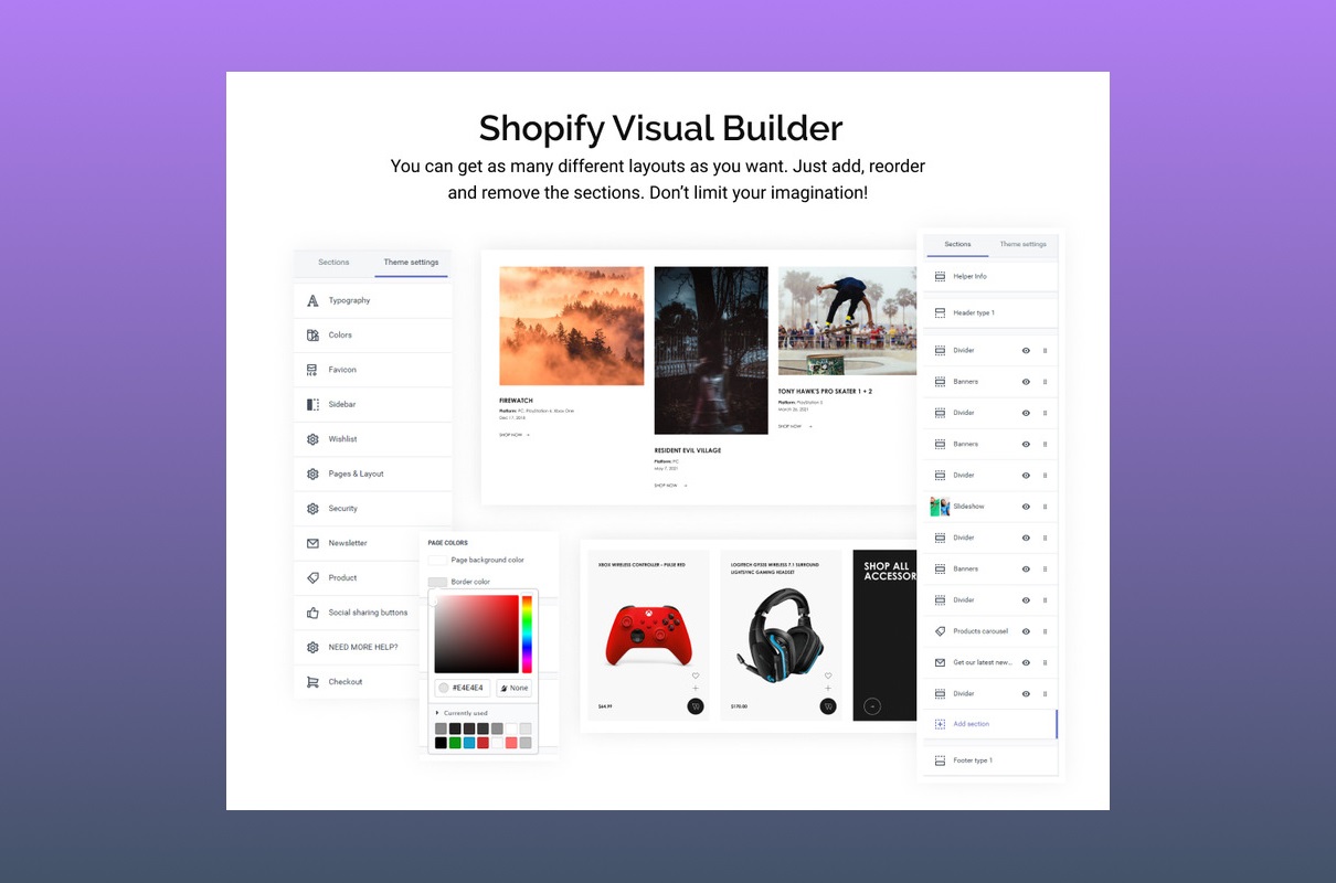 Visual builderfor shopify games store.