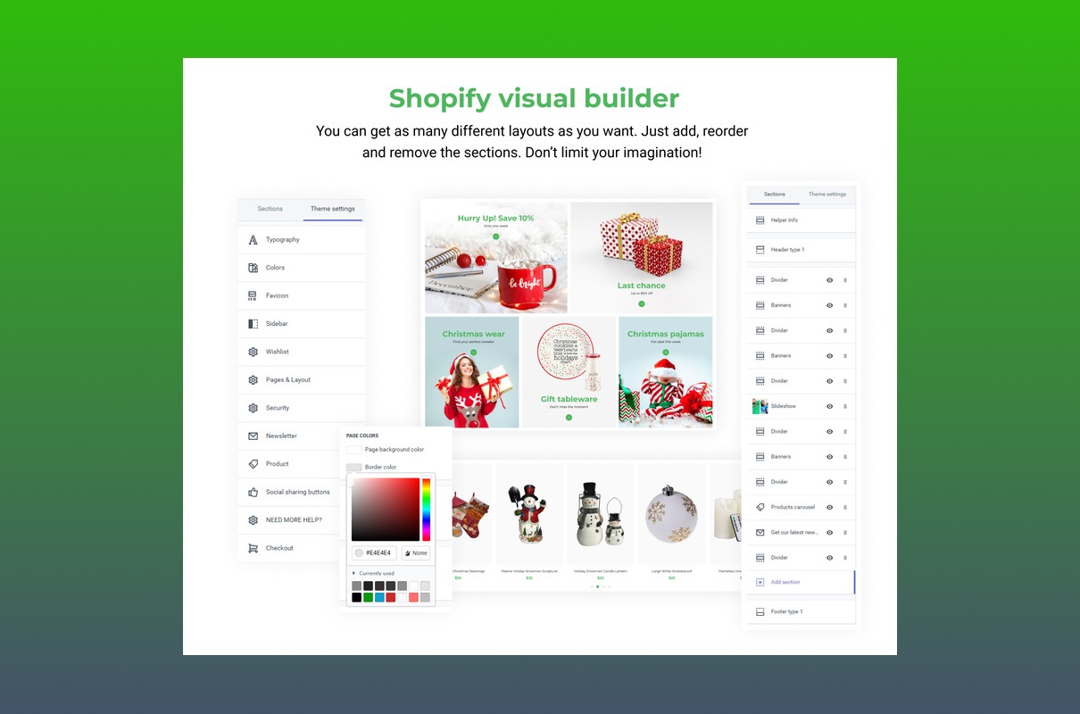 Christmas Gifts Shopify visual builder.