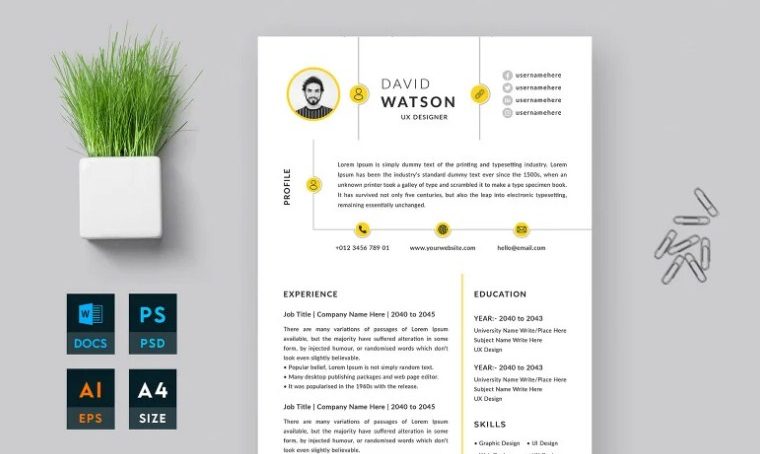 Stylish Bright CV - Microsoft Word Resume Templates Free