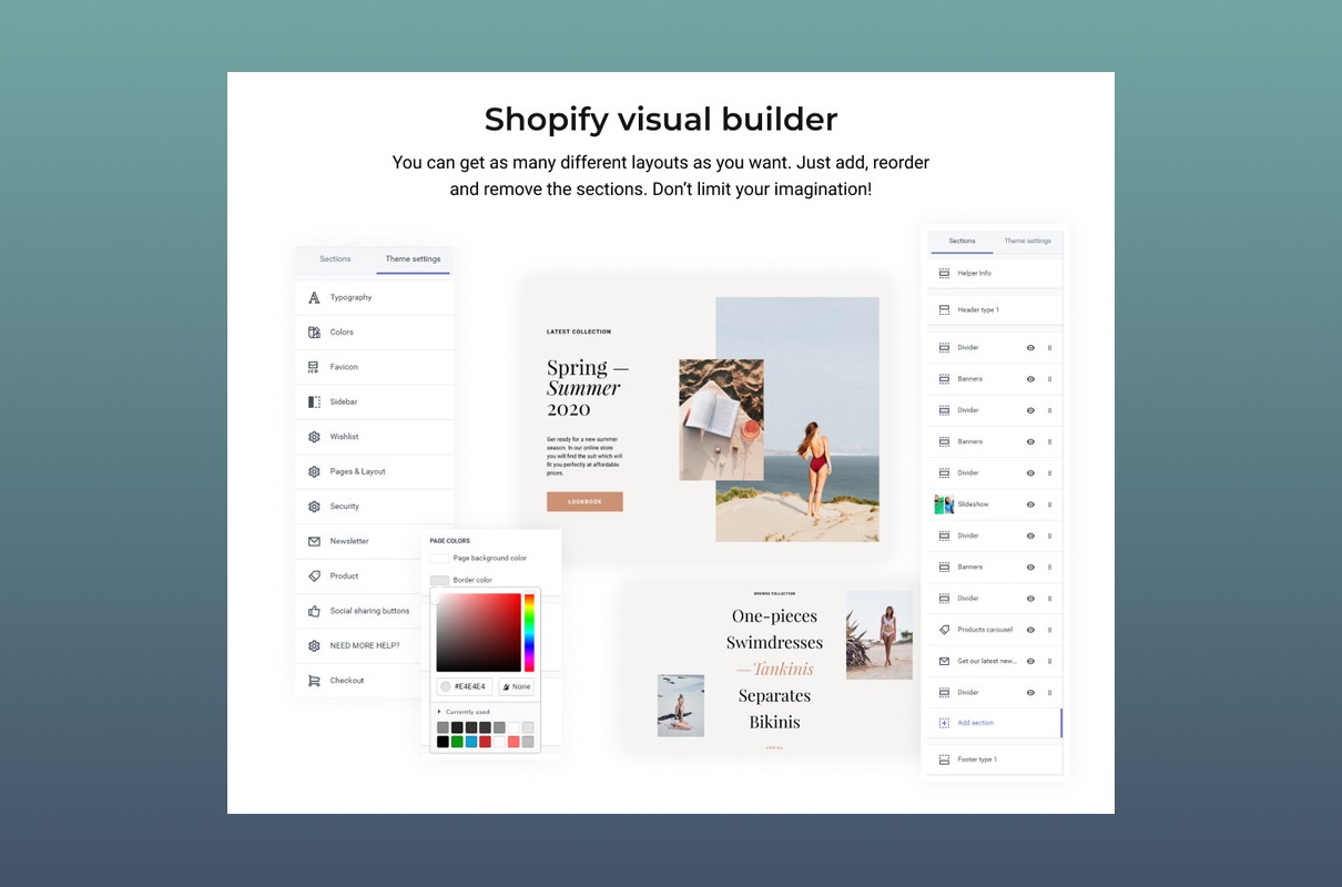 Swimwear Shopify visual builder.