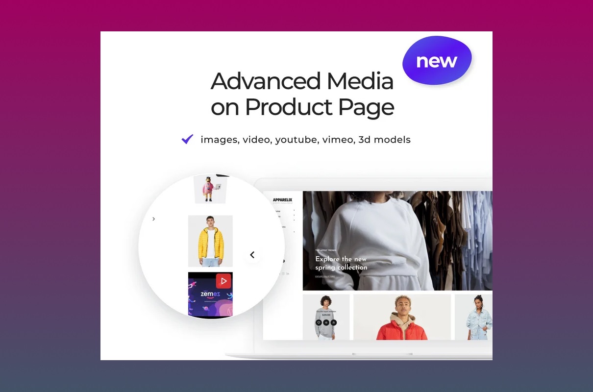Apparelix advanced media product page.