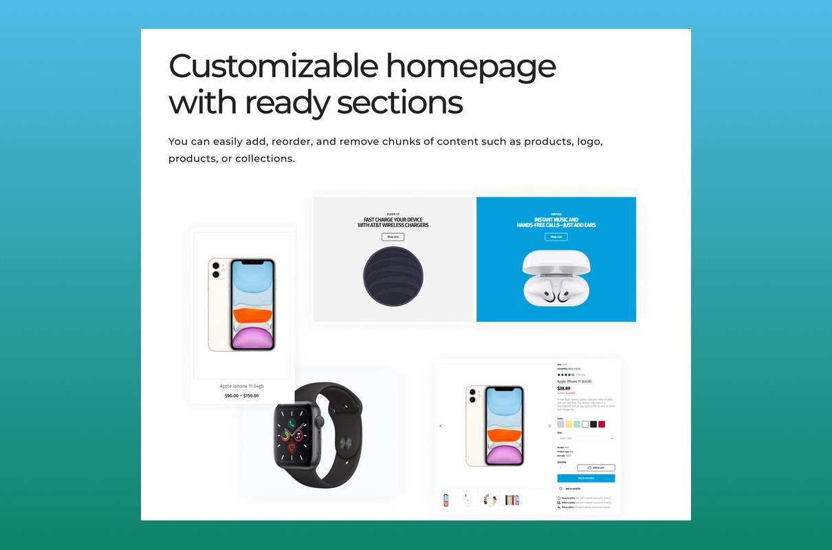 Apparelix electronics customizable homepage.