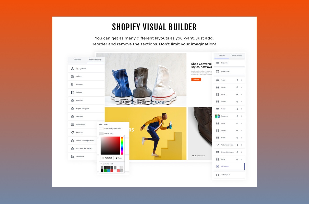 Apparelix shoes shopify visual builder.