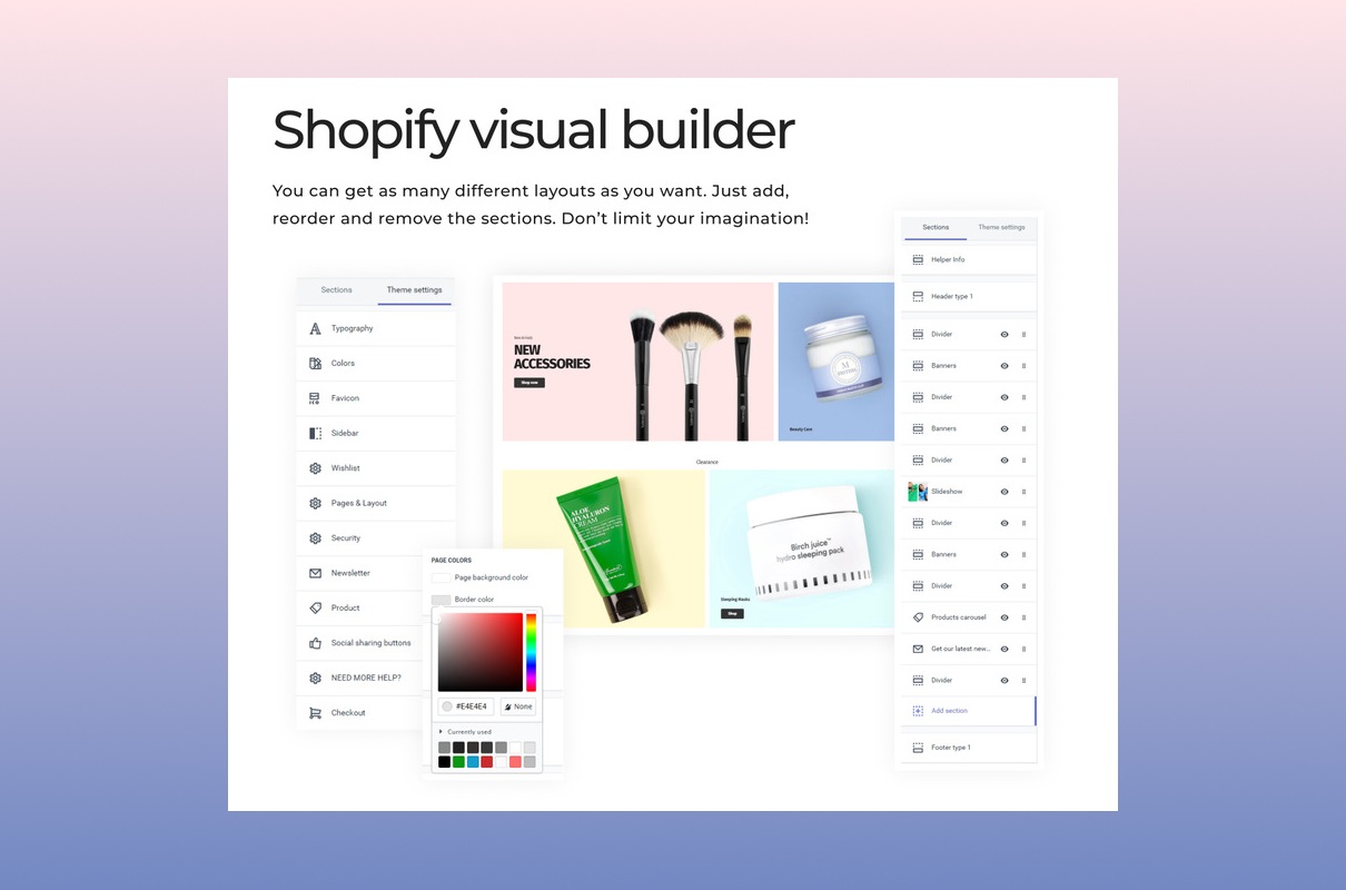 Apprelix korean cosmetics shopify visual builder.