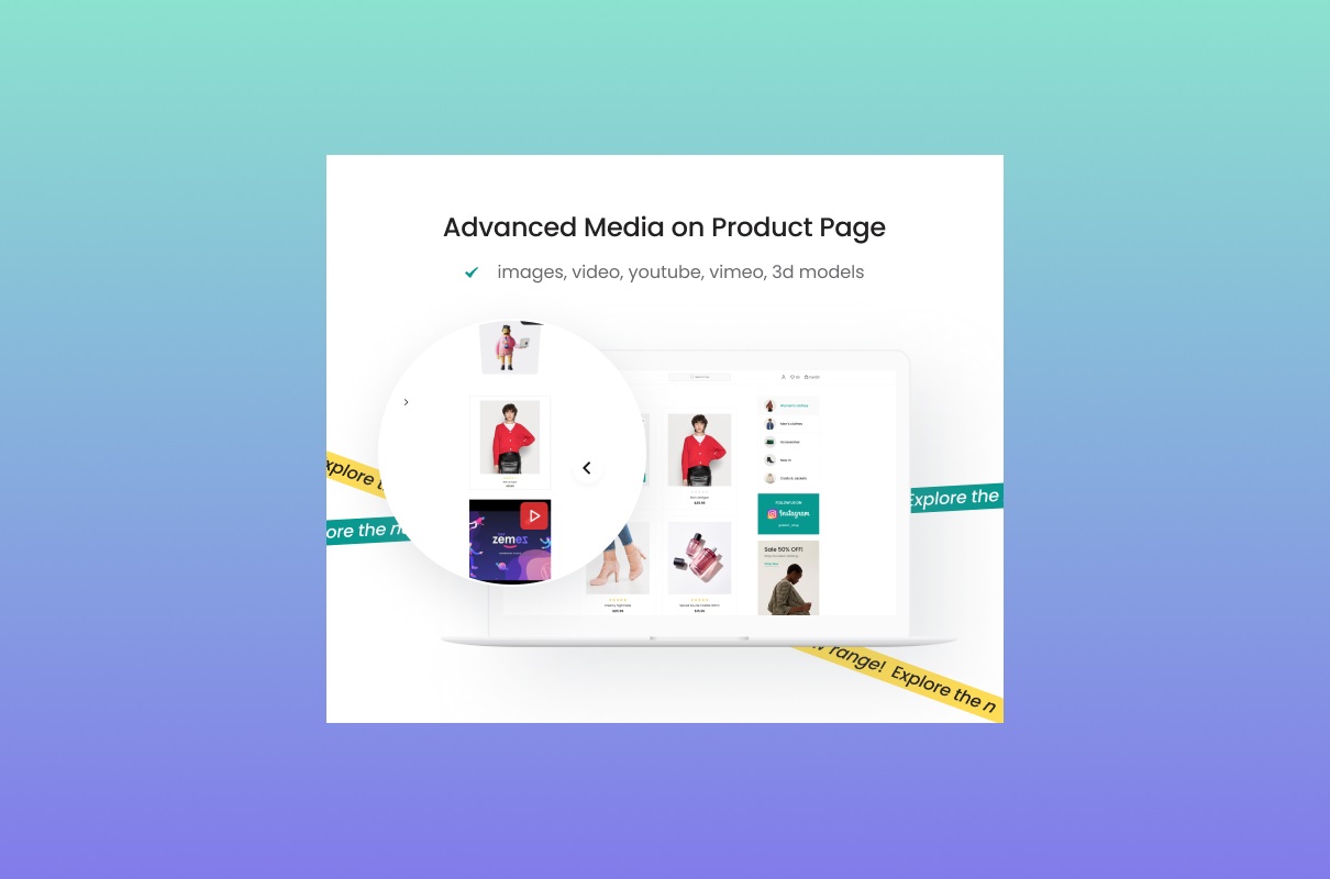 Delori advanced media on product page.