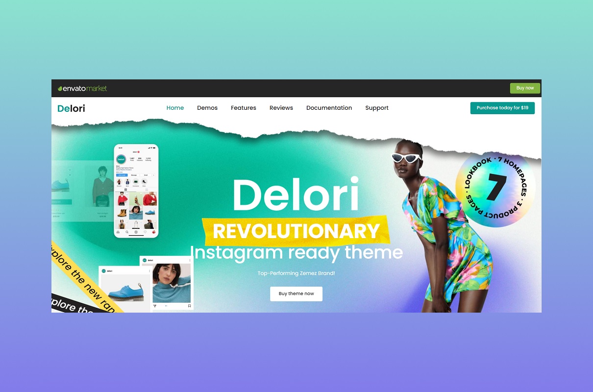 Delori shopify store instagram ready theme.