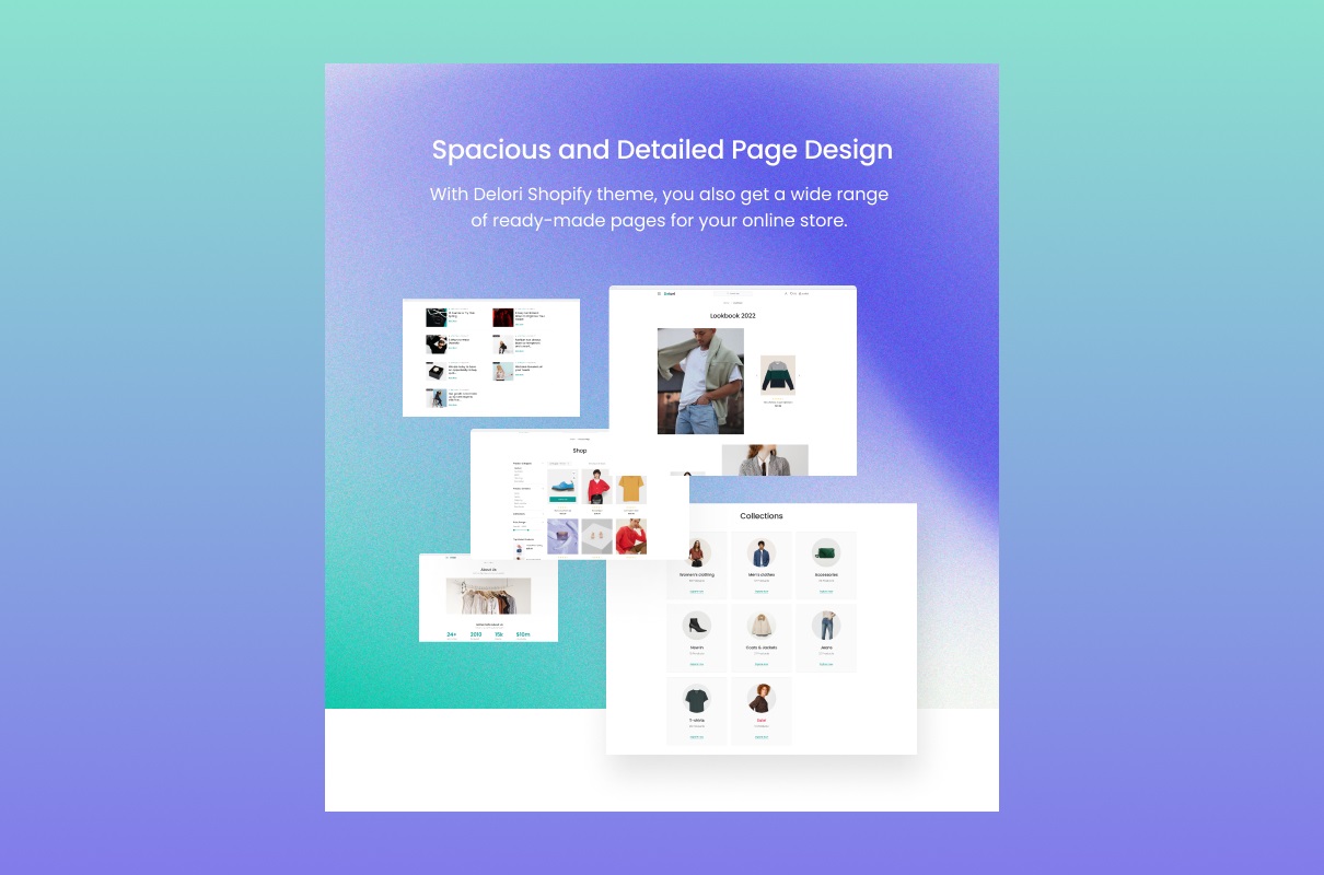 Delori theme page design.