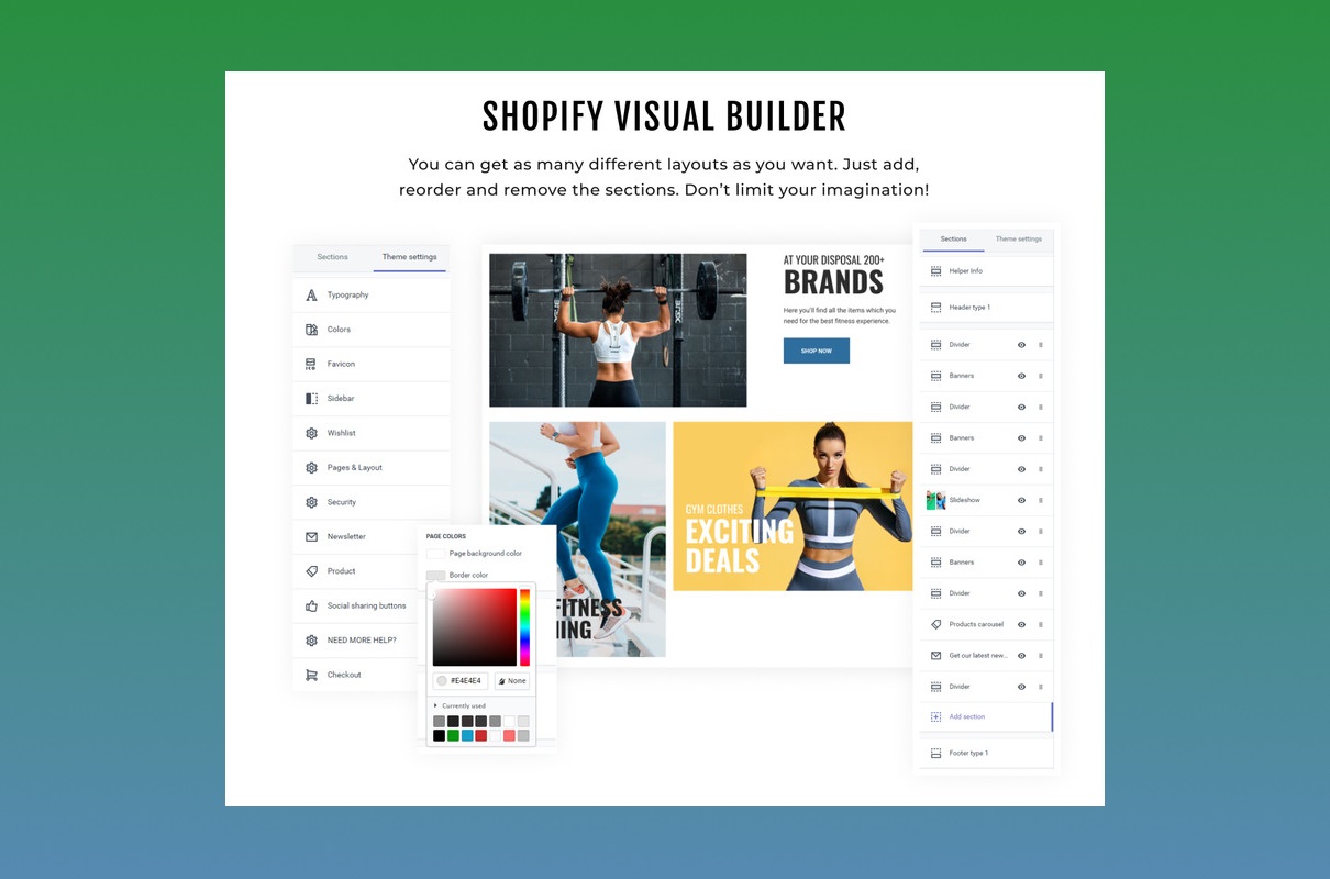 Fitness shopify visual builder.