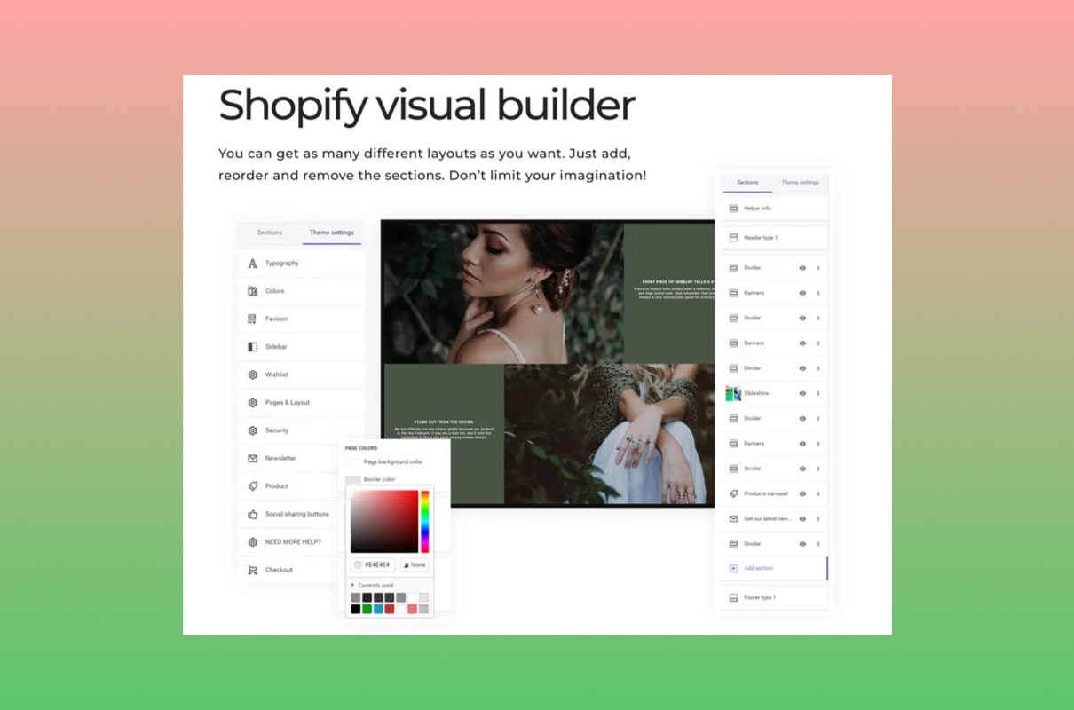 Jewelry shopify visual builder.