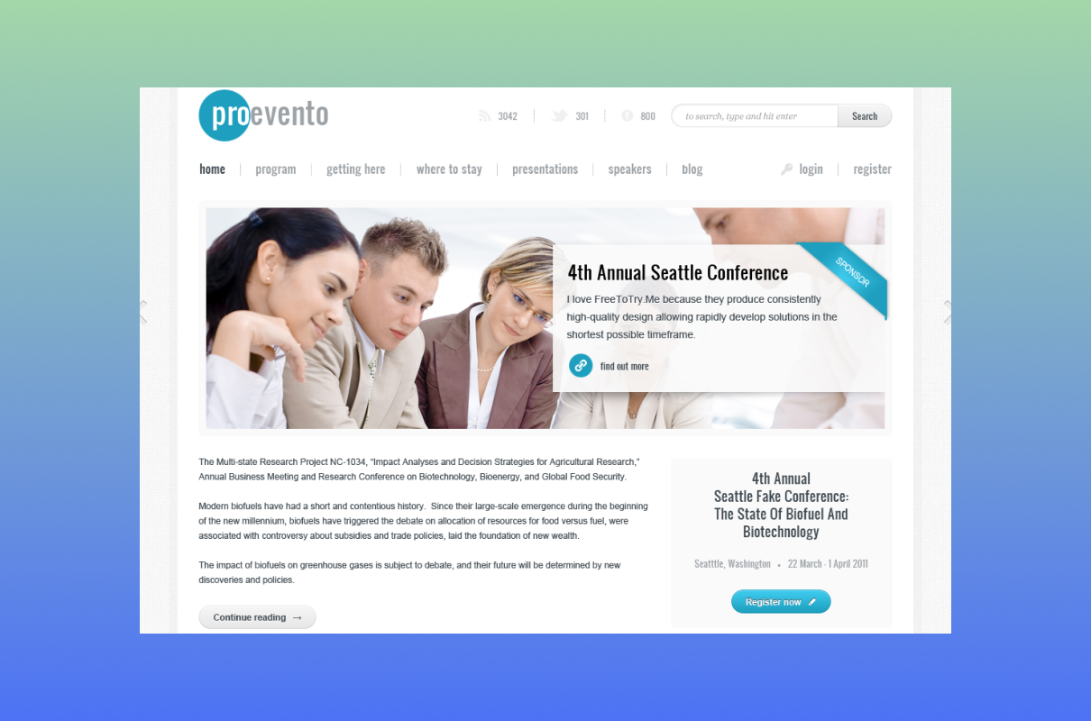 Evento WordPress theme.