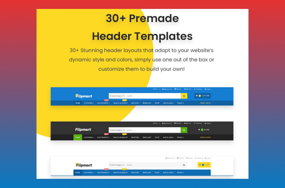 Flipmart premade header templates.