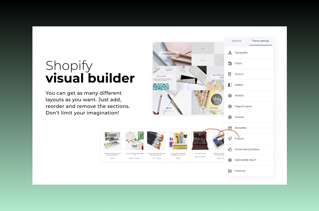 Artinal Shopify visual builder.