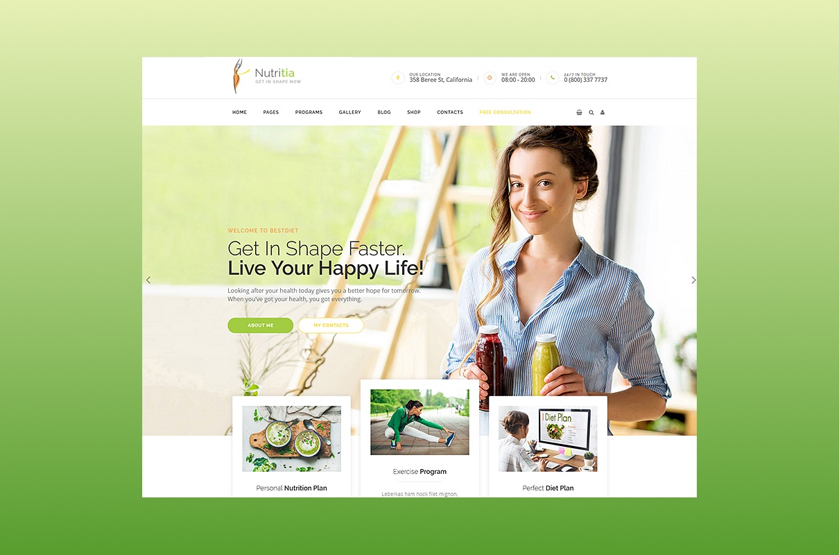 Nutritia WordPress Theme.