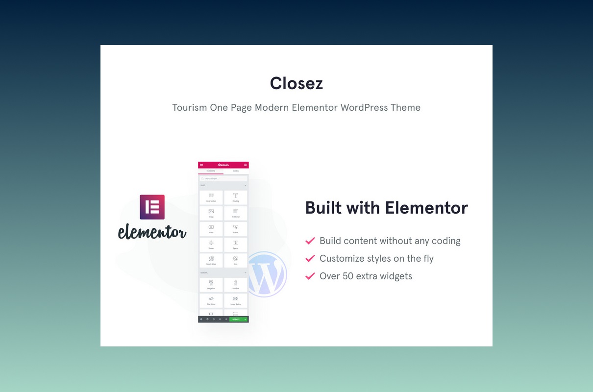 Closez - WordPress Theme built with Elementor.