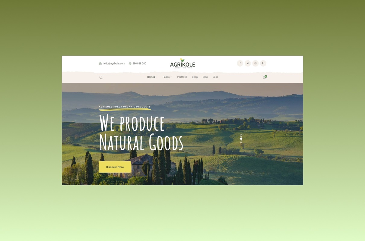 Agrikole Is a Clear Style WordPress Theme for Agriculture & Farming preview.