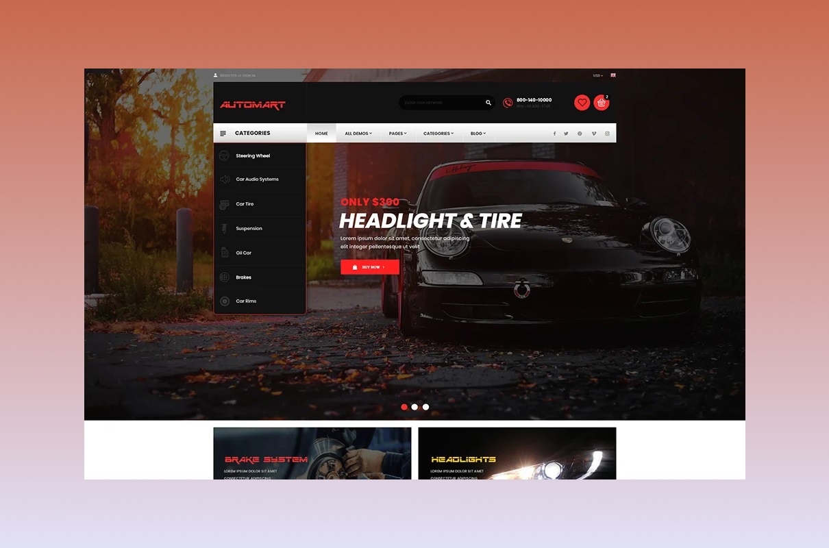 Automart parts shopify theme preview.