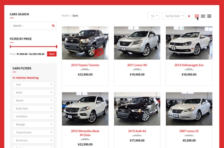 Car Dealer product compare filter functions.