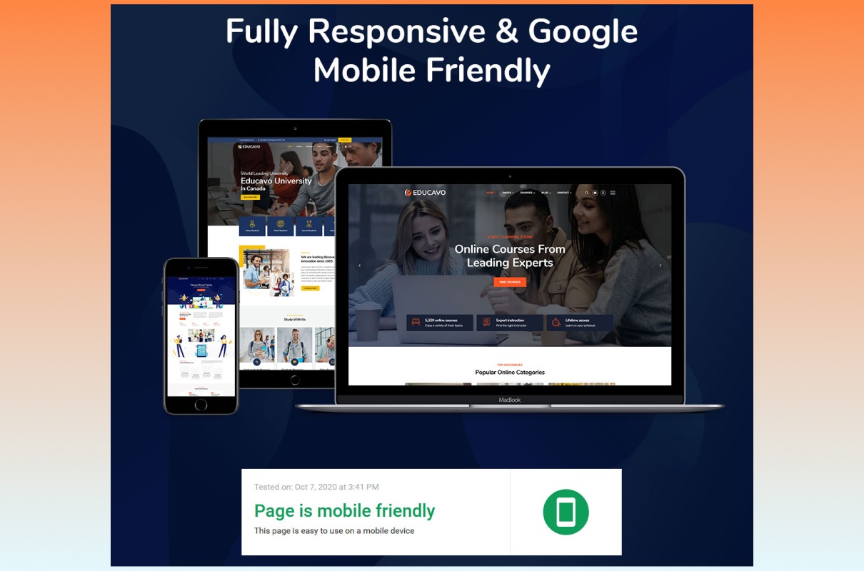 Educavo - WordPress Theme is Fully Reasponsive and Mobile Friendly.