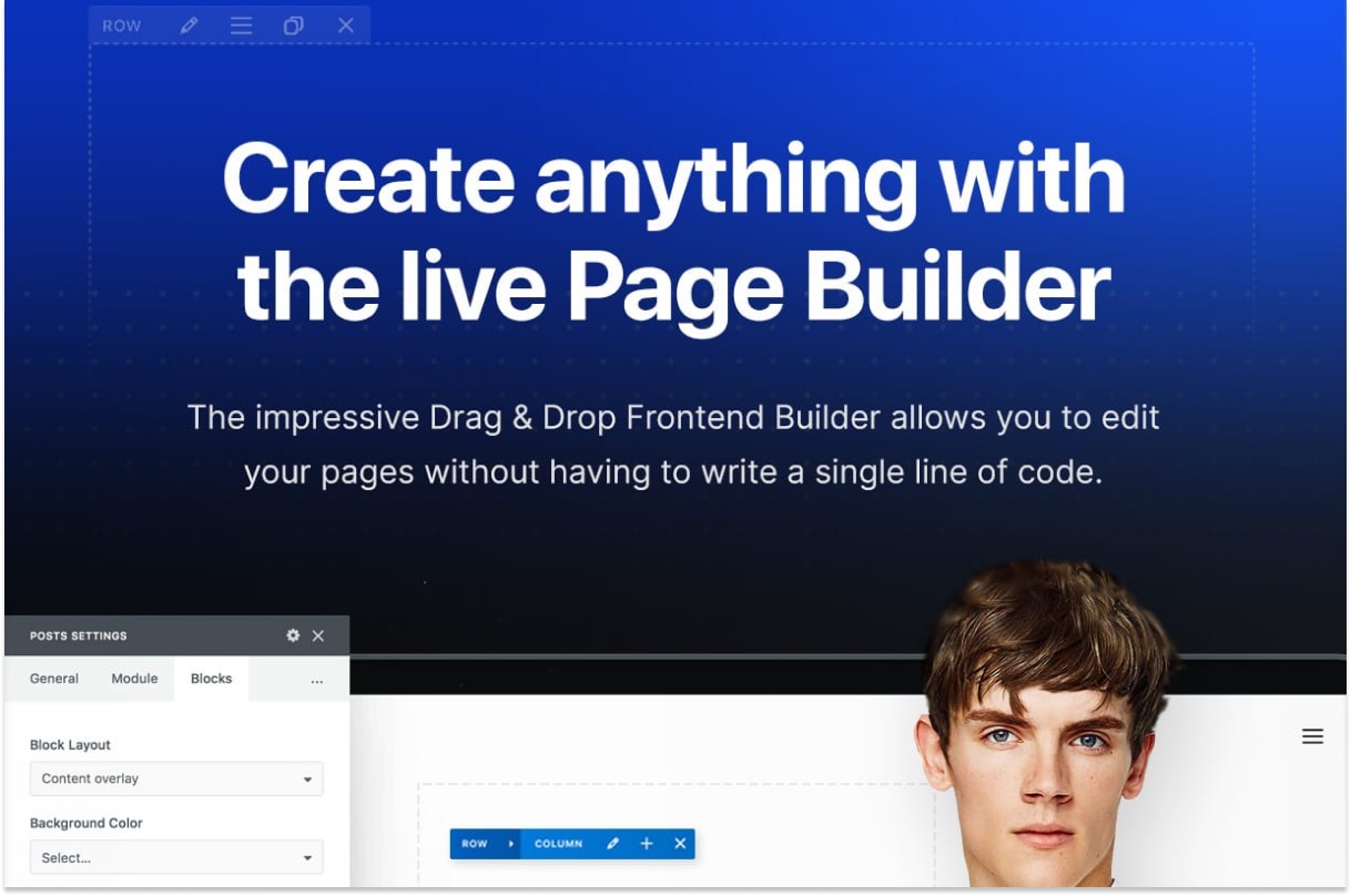 Uncode live page builder.