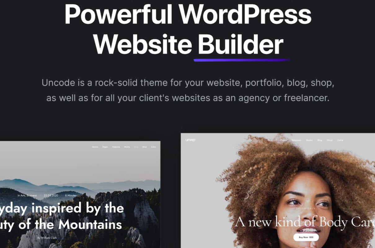 Uncode WordPress website builder.