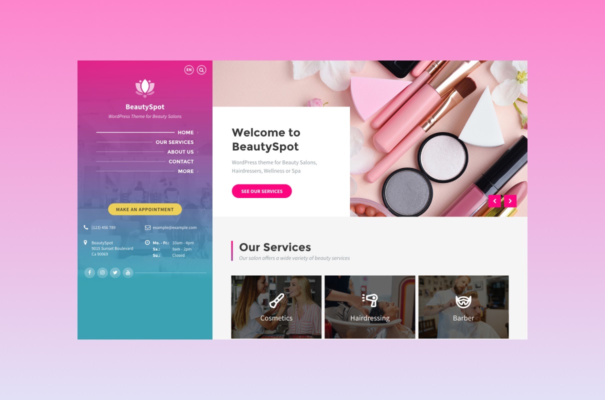 BeautySpot - Beauty Salon WordPress Theme preview.