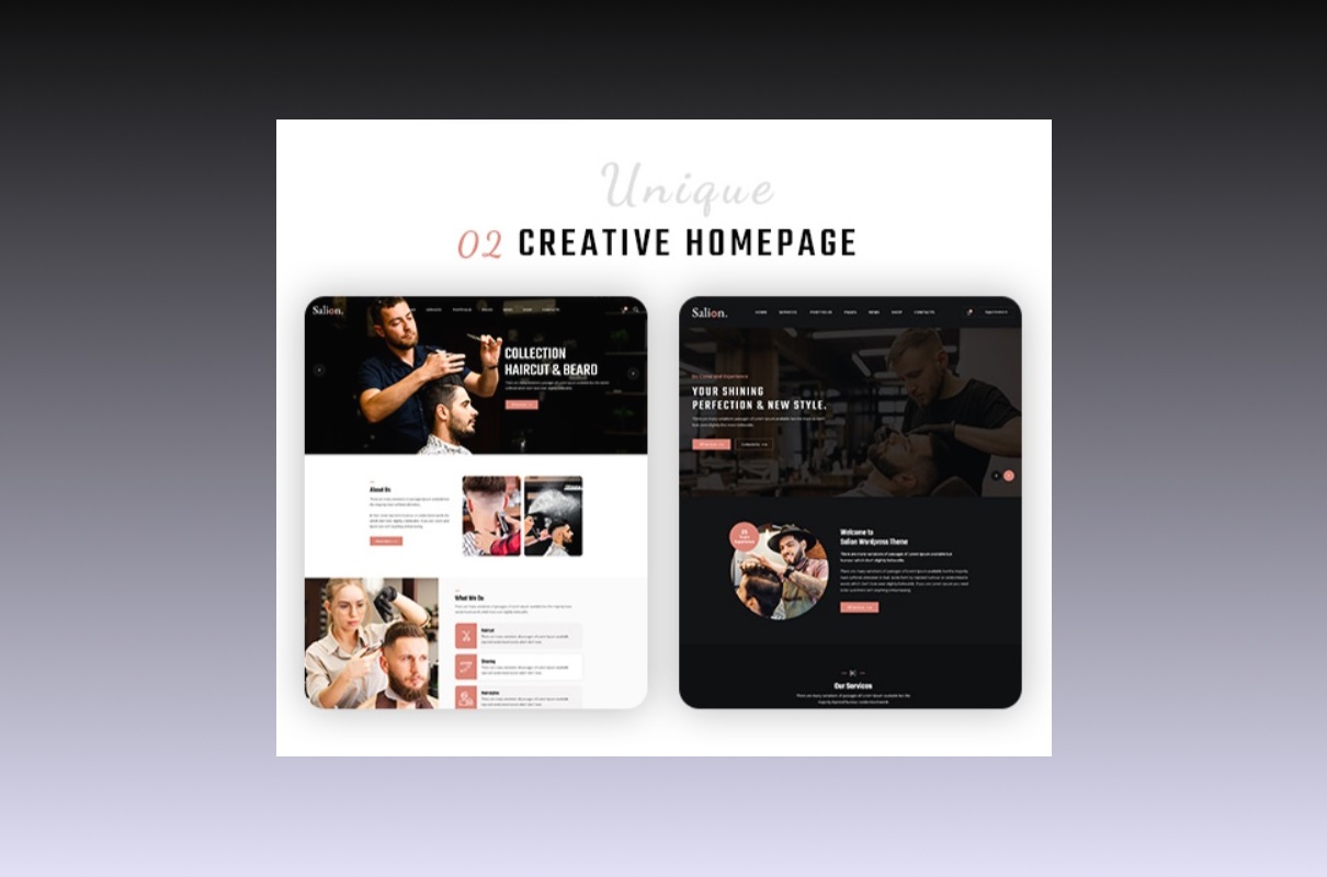 Salion creative homepage.