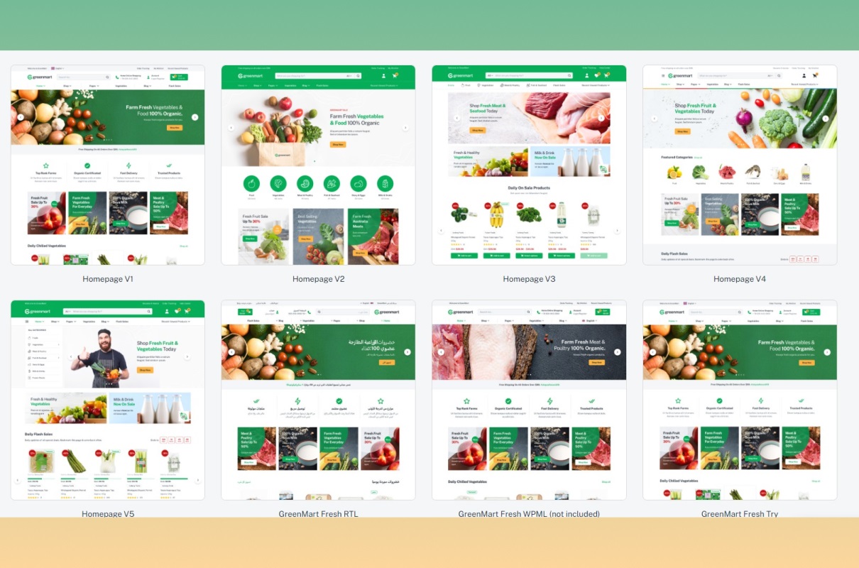 GreenMart theme homepages.