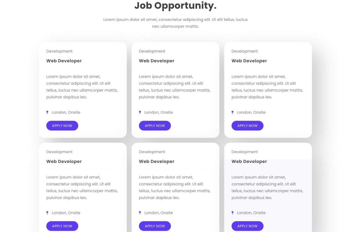 Portostar theme job opportunity page.