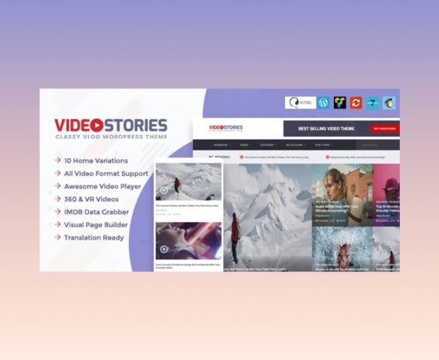 VideoStories WordPress Theme preview.