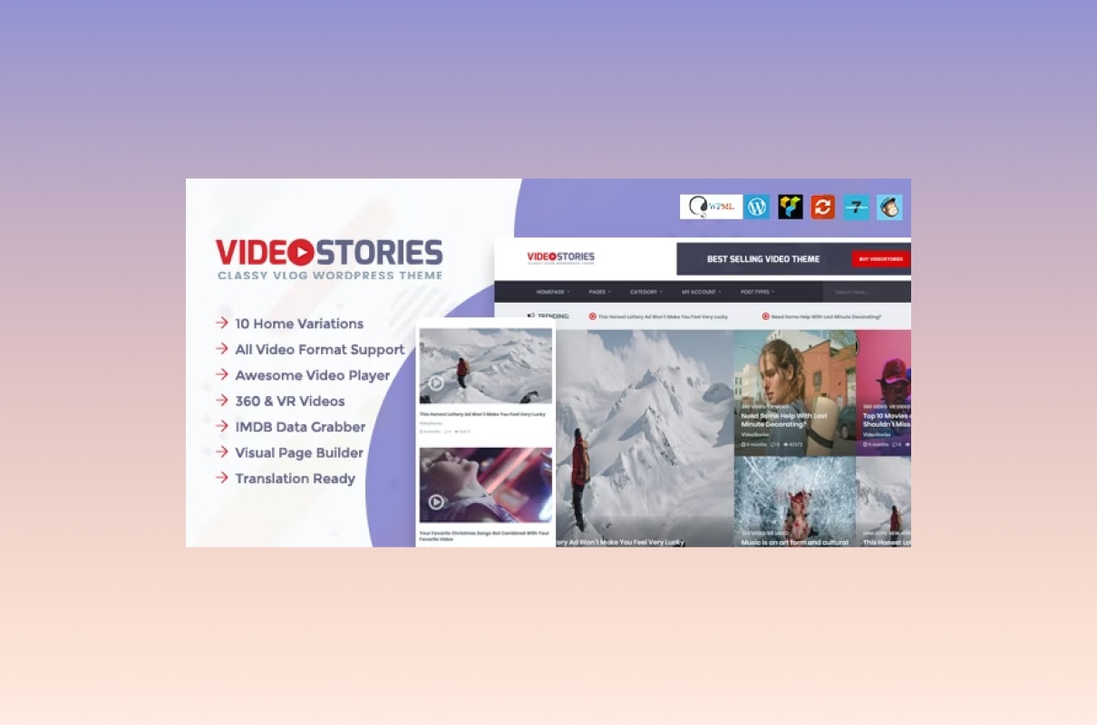 VideoStories WordPress Theme preview.