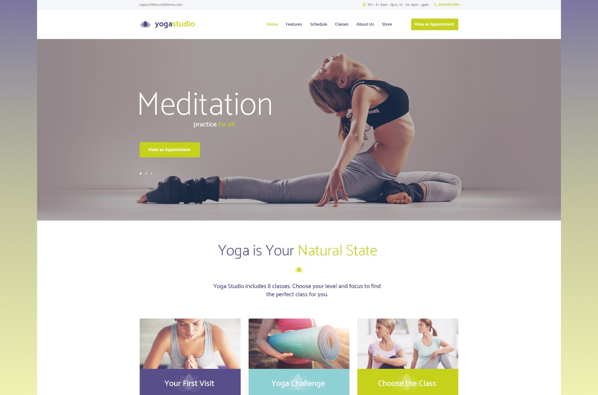 Yogastudio Theme preview.