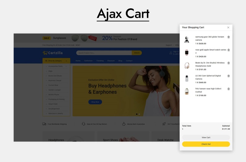 Cartzilla Ajax Cart.