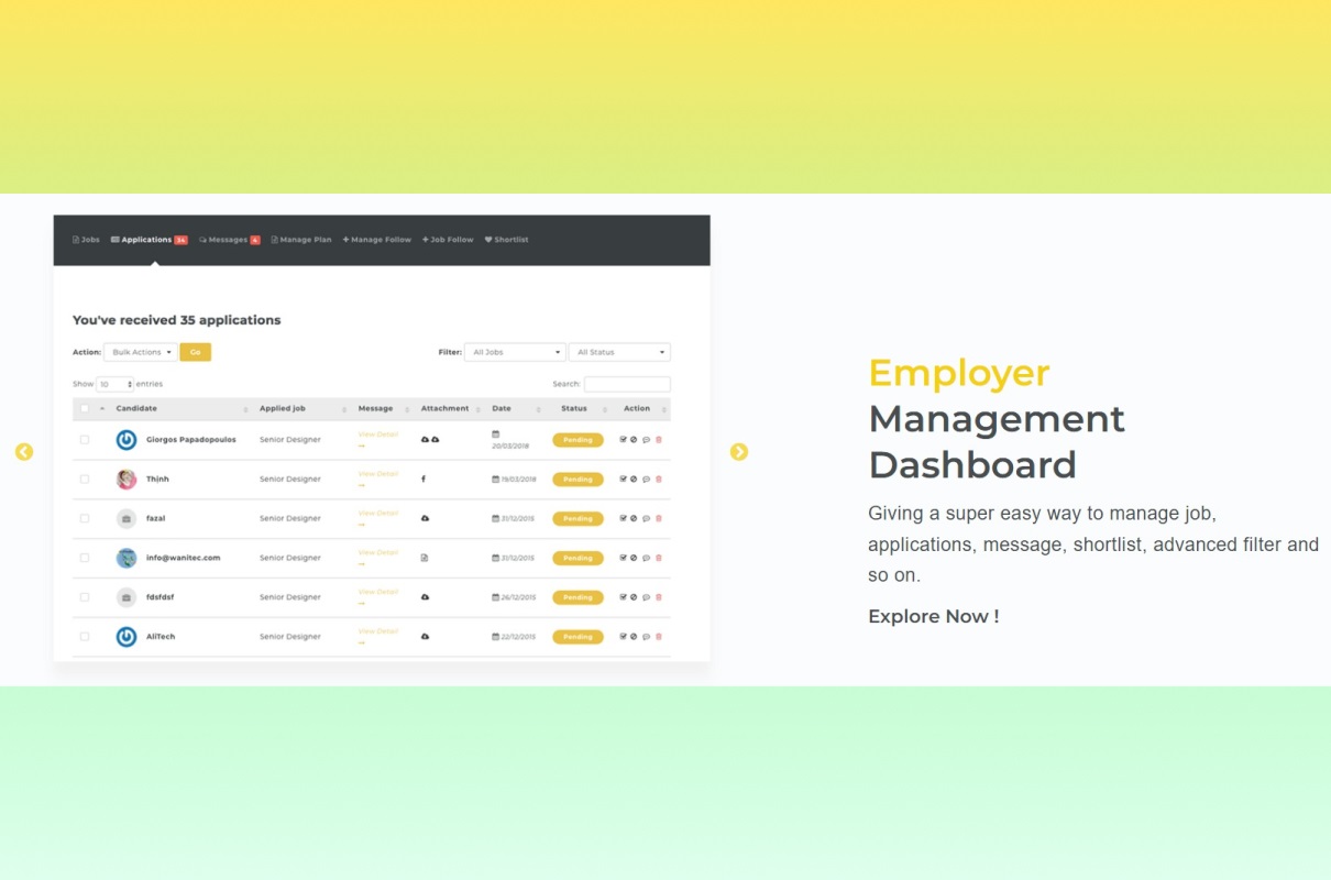 Jobmonster employer management dashboard.