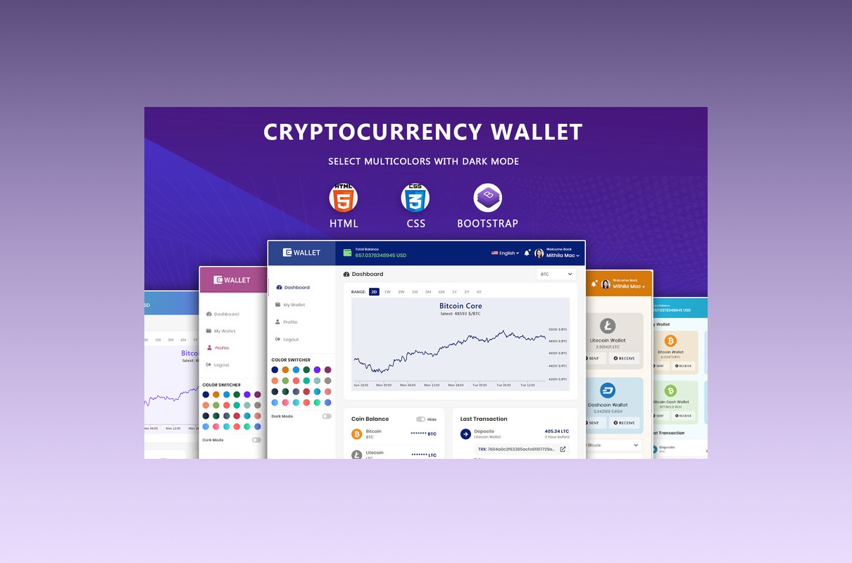 Cryptocurrency wallet template preview