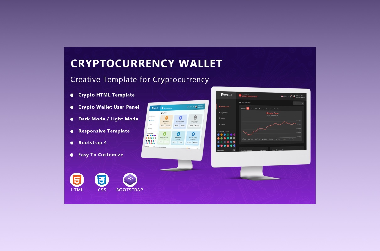 HTML5 template cryptocurrency wallet main preview